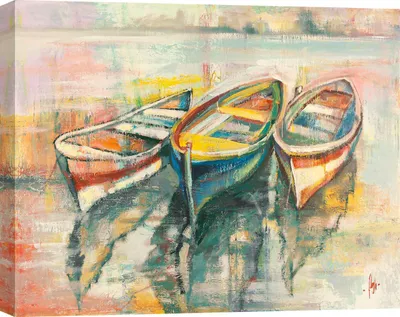 Immagine prodotto di Quadro su tela con barche a vela - Luigi Florio, Boote am Liegeplatz - 100x70 cm