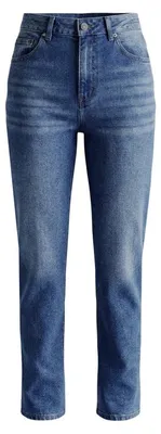 Produktbild von Klassische Boyfriend-Jeans für Damen, gerades Bein und hoher Bund.