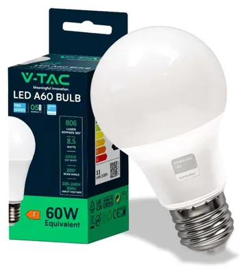 Immagine prodotto di V-TAC PRO VT-210 Lampadina led chip Samsung SMD 8.5W E27 A60 Bianco Caldo 3000K - SKU 21228
