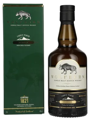 Image de Wolfburn MORVEN Lightly Peated Single Malt 46% Vol. 0,7l en boîte cadeau