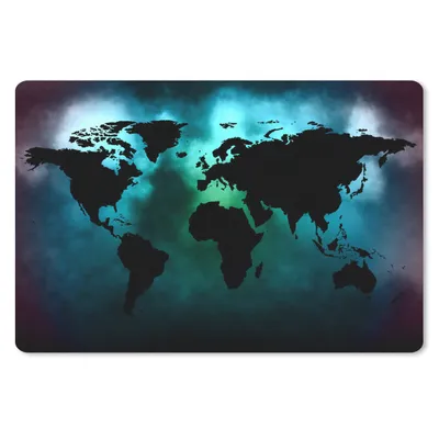 Produktbild von MuchoWow® Schreibtischunterlage Weltkarte - Schwarz - Grün 60x40 cm - XXL Mauspad - Großes Mauspad