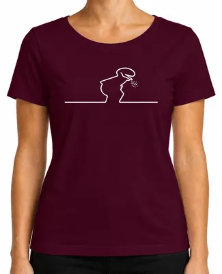 Produktbild von La Linea Balum Strichmännchen Retro Cartoon Osvaldo Cavandoli Damen T-Shirt, Burgundy, 3XL
