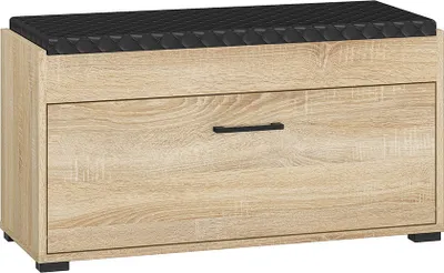 Produktbild von Garderobenbank 90 cm mit Aufbewahrung Eiche hell CHEB-131