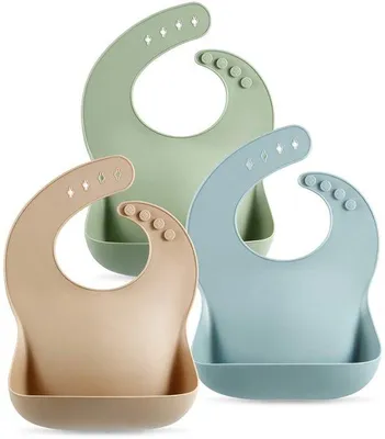 Produktbild von Silikonenes 3-teiliges Baby-Set, wasserfest, weich, unisex, für Babys von 10-72 Monaten, 30x21cm, braun/blau/grün