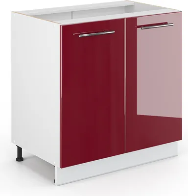 Produktbild von Spülenunterschrank Vicco Fame-Line Bordeaux Hochglanz 80 cm mit Regal, ohne Arbeitsplatte, Model 34775