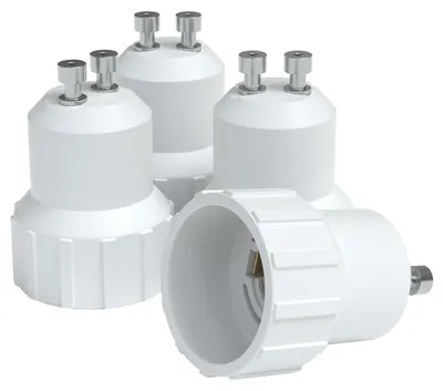 Produktbild von EAZY CASE 4x Lampensockel Adapter – Konverter für GU10 Fassung auf E14 Lampenadapter für LED-/Halogen- und Energiesparlampen Sockeladapter, Weiß