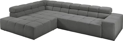 Produktbild von KAWOLA Sofa NEVADA Ecksofa Feincord anthrazit mit motorischem Sitzvorzug Recamiere links