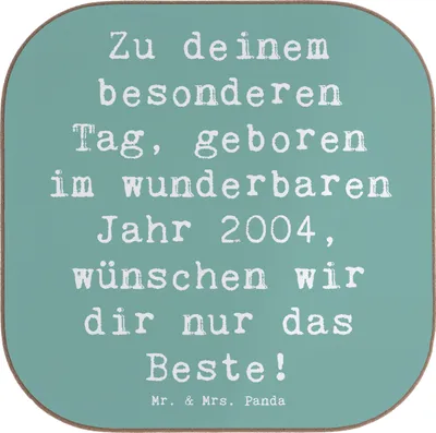 Produktbild von Mr. & Mrs. Panda Tassenuntersetzer Spruch 2004 Geburtstag - Meeresbrise - Geschenk, Tischuntersetzer, Geburtstagsgeschenk, gläseruntersetzer, Untersetzer für Gläser, Glas