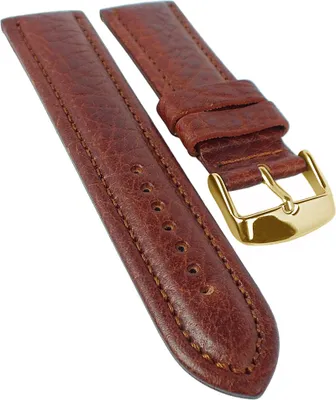 Produktbild von Uhrenarmband | Schrumpfleder genarbt mit Wulst | braun | 33870, Stegbreite:22mm, Schließe:Gelbgolden