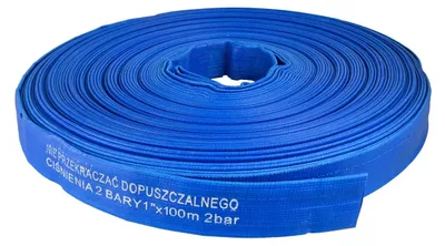 Produktbild von Garronda PVC Flachschlauch 1 Zoll 100 m Druckschlauch 2 bar PVC Layflat-Schlauch Wasserförderschlauch Bewässerung Wassertransport Garten Entwässerung GD-0235 Blau