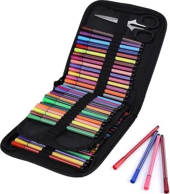 Produktbild von Großes Etui - Etui mit großer Kapazität für Schule und Zuhause - Maler - 72 Faltaschen (schwarz)
