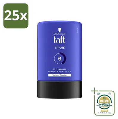 Obrázok produktu pre 25 kusov gélu na vlasy Taft Men Power Titane Hold 6, objem 300 ml – balenie