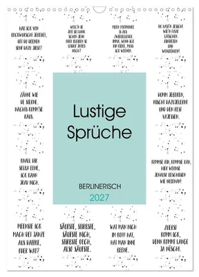 Produktbild von BERLINERISCH Lustige Sprüche (Wandkalender 2027 DIN A3 hoch), CALVENDO Monatskalender