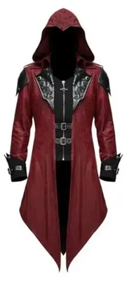 Produktbild von Steampunk - Gotischer Gehrock - Mit Kapuze - Mittelalterliches Vampirkostüm - Cosplay und Halloween - Größe M - Rot