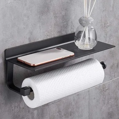 Produktbild von Küchenpapierhalter schwarz Aluminium ohne Bohren