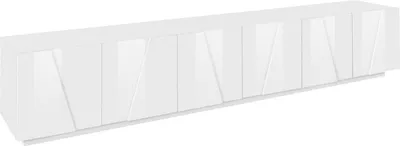 Produktbild von Fernsehschrank Dgil, Niedriges Sideboard für Wohnzimmer, Sockel für TV-Möbel, 100 %  Italy, cm 244x44h46, weiß glänzend