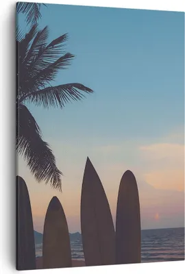 Produktbild von Bild auf Leinwand - Leinwandbild - Einteilig - Strand Meer Palme - 50x70cm - Wand Bild - Wanddeko - Wandbilder - Leinwanddruck - Kunstdruck - Wanddekoration - Leinwand bilder - Wandbild - PA50x70-4080