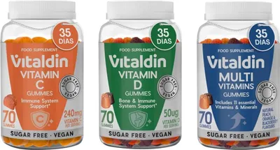 Image de Paquet de gommes multivitaminées Vitaldin, vitamines D et C, saveur fruitée