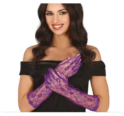 Obrázek produktu pro krajkové rukavice plesový doplněk fialová 38 cm