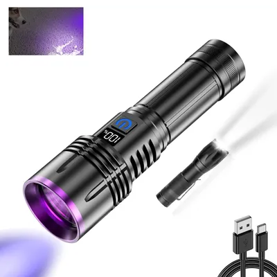UV-Taschenlampe 365nm, wiederaufladbar, dimmbar, schwarz