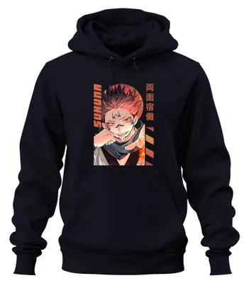Produktbild von Sukuna Jujutsu Kaisen Ryomen Dämon Flamme Manga Anime Hoodie Kapuzenpullover, Navy, XXL
