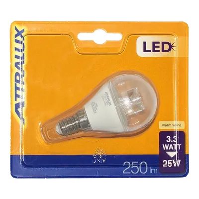 Produktbild von Attralux LED Leuchtmittel Tropfen 3,3W = 25W E14 klar Kugel warmweiß 2700K