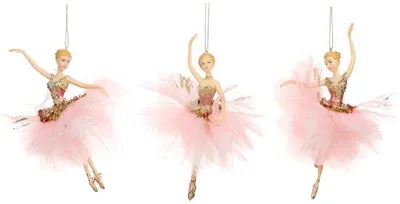 Produktbild von Goodwill Weihnachtsanhänger - Ballerina Tüll Tutu Strass Lachs-Gold D 18 cm HINWEIS Preis pro Stück