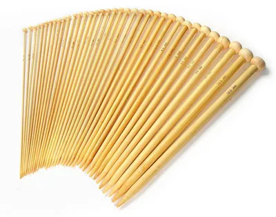 Obrázok produktu pre Sada pletacích ihiel z bambusu, 18 veľkostí, 36 kusov, dĺžka 25 cm