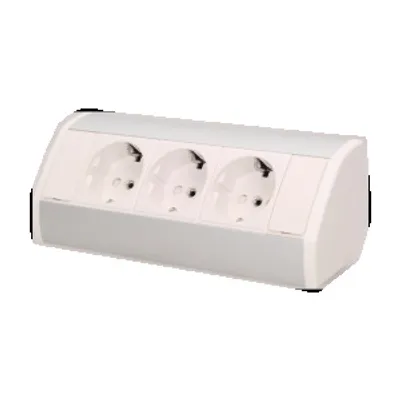 Obrázok produktu pre Nábytková zásuvka ORNO OR-GM-9001/W-G(GS), 16A, 3680W, 3 zásuvky Schuko, dĺžka kábla 0,6 m, biela/strieborná