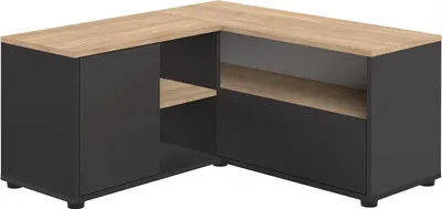 Obrázek produktu pro Rohová TV skříňka 90, dub a černá barva, 90 x 90 x 45 cm