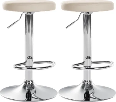 Produktbild von CLP 2er Set Barhocker Ponte Kunstleder höhenverstellbar und drehbar creme Material Gestell Metall in Chromoptik