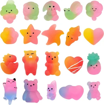 Immagine prodotto di 20 pezzi di giocattoli Mochi Squishy, regali di compleanno per bambini, bomboniere per feste, riempitivi per sacchetti regalo, riempitivi per cestini pasquali, giocattoli antistress per la classe