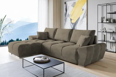 Produktbild von Easy Furniture Velvet Ecksofa in L-FORM Universelle Seitenauswahl 289 x 189 cm - Sofa mit Schlaffunktion - Schlafsofa mit Bettkasten - Farbe: Beige