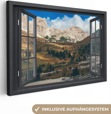 Produktbild von OneMillionCanvasses® - Leinwandbilder - 140x90 cm, Aussicht - Berge - Grün, Wandbilder Kunstdruck Wanddekoration