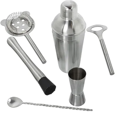 Cocktailzubehör-Set, 6-teilig, Edelstahl matt, Shaker 550 ml