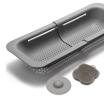 Ausziehbares Abtropfsieb 37-50 cm, 3-teilig, grau
