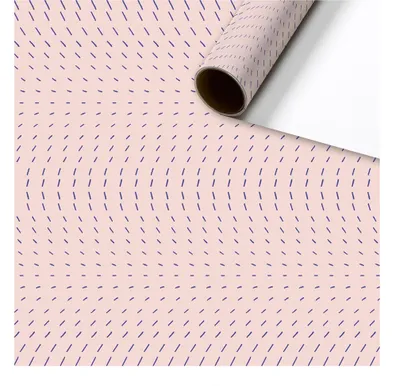 Produktbild von Metallic rosa Geschenkpapier mit blauem Dekor