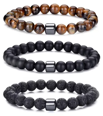 Image de Solidchoice - Coffret de 2 à 4 bracelets en pierre naturelle pour hommes