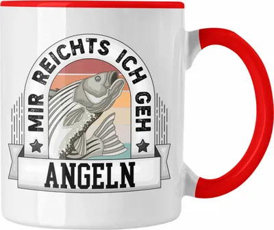 Produktbild von Trendation - Angeln Tasse Geschenk Lustiger Spruch Mir Reichts Ich Geh Angeln Becher Geschenkidee (Rot)