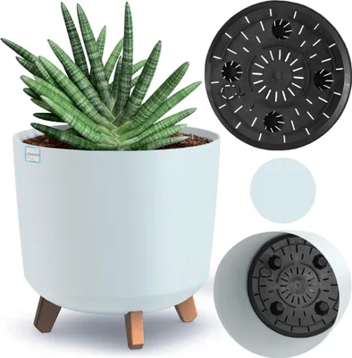 Obrázek produktu pro Květináč Zahradní mísa 29,8 cm na nohách Dekorativní květináč bílý