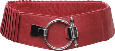Produktbild von Glamexx24 Damen Taillengürtel Elastischer gürtel 8 cm breiter Hüftgürtel silberner Ring-Farbe: Rot -Größe: 83cm ( Taillenweite 75-100cm )