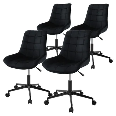 Produktbild von ML-Design 4x Bürostuhl mit Rückenlehne, Schwarz, Sitzfläche aus Samt mit Metallgestell