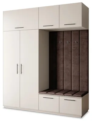 Produktbild von Masseno Garderobe-Set REMA 200/240/60 cm Modern Garderobenschrank Kaschmir, Veloursstoff MONOLITH 29 (Braun)
