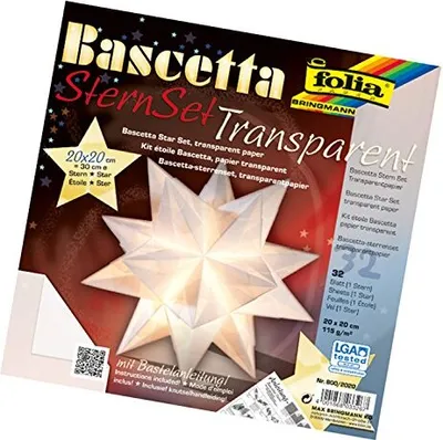 Image de Folia Bascetta Etoile de Noël 3D Origamistern Kit de bricolage, Couleur:Blanc ; Taille:200x200mm
