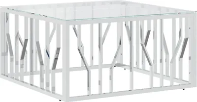 Produktbild von vidaXL Couchtisch 80x80x40 cm Edelstahl und Glas