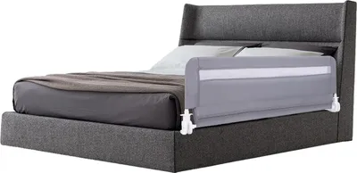 Image de COSTWAY Barrière de lit pour jeunes enfants, 120x42cm Barrière de lit avec ceinture de sécurité & housse, Barrière de lit pour enfants, Antichute, Gris
