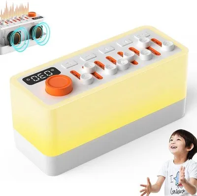 Produktbild von Dreifach tragbares Schlafhilfegerät - 8 natürliche Geräusche + 12-Farben RGB-Nachtlampe + Timer - Weißes Rauschgerät / Bluetooth-Lautsprecher / Entspannungsvorrichtung - Ideal für Schlafverbesserung, Entspannung & Zuhause