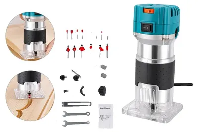Obrázek produktu pro Elektrický frézovací nástroj, výkon 800 W, 6 nastavitelných rychlostí, kompaktní design, lehký, sada 15 kusů