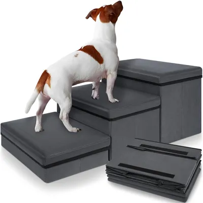 Produktbild von Hundetreppe Haustiertreppe Hundeleiter - 2 Stufen - Klappbar - Mit Stauraum - Rutschfest