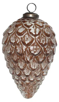 Image de Clayre & Eef Boule de Noël Ø 10 cm Marron Blanc Verre